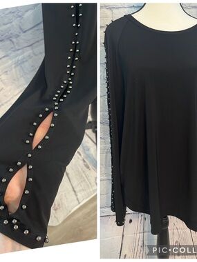 Joseph Ribkoff Tunic Open Stud Sleeve Detail Long Sleeve Black Size 16